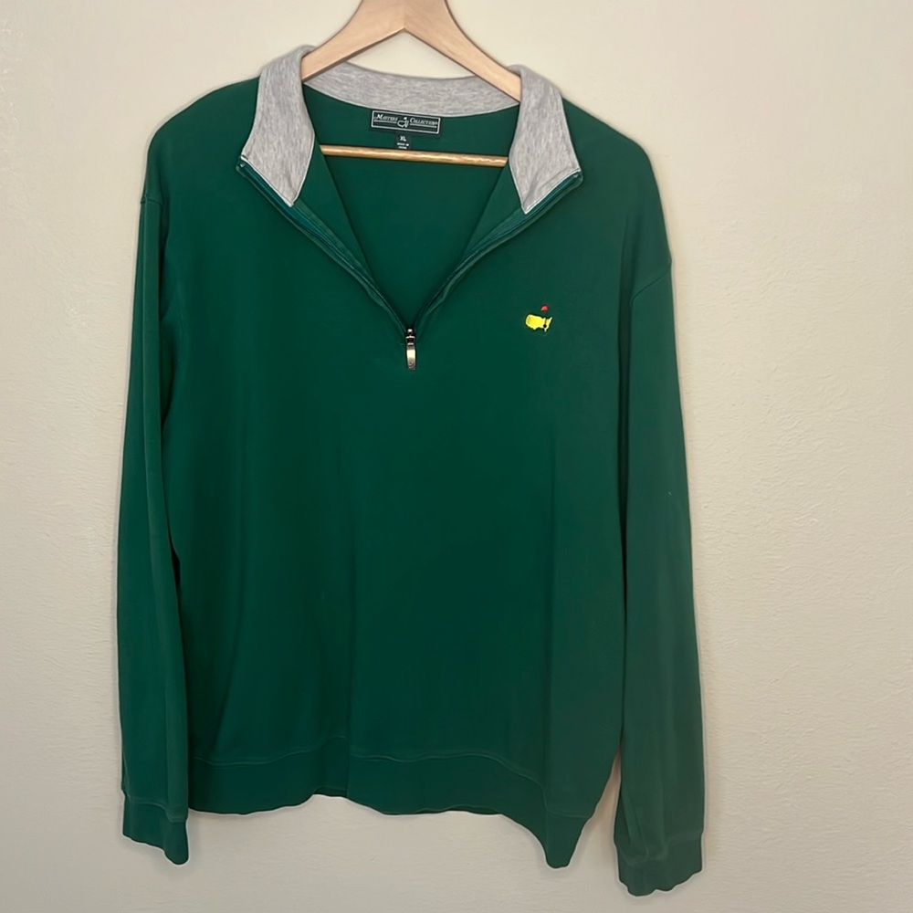 Masters Collection Mens XL Augusta Green 1/4 Zip Pullover Pima Cotton